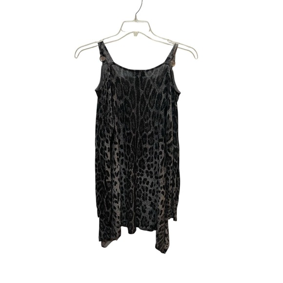 Lane Bryant Cold Shoulder Leopard Shimmer Tunic Top Plus 14/16 Gray Black - Picture 4 of 6